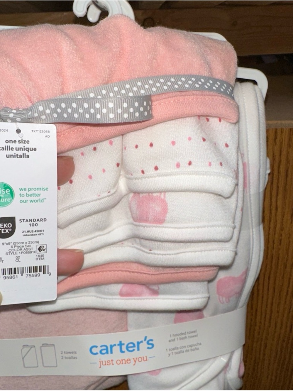6-pack Carter's Pink and White Washcloth Set
